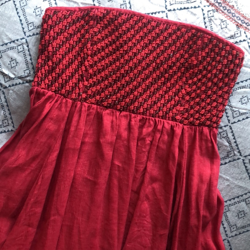 Free People strapless beaded tiered corset dress